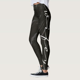 Leggings Calligraphie de Wifey en marbre noir