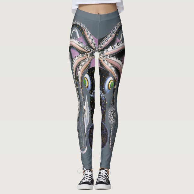 Leggings Calmar géant vintage ou poulpe, animal marin (Devant)