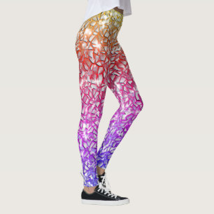 Leggings Calques en mosaïque orange rugueux au lilas et éti