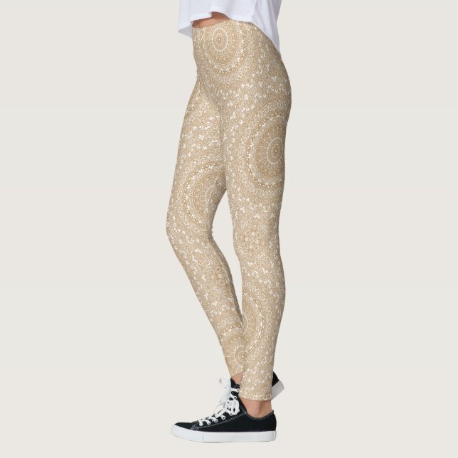 Leggings Camel Brown Mandala Motif Design (Gauche)