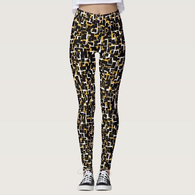 Leggings Camion numérique noir blanc Motif jaune (Devant)