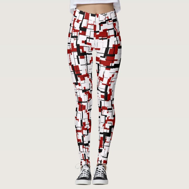 Leggings Camion numérique noir blanc Motif rouge (Devant)