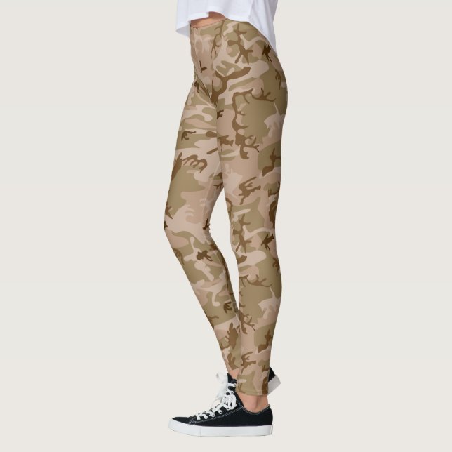 Leggings Camo Camouflage Désert Beige Brun Vert (Gauche)