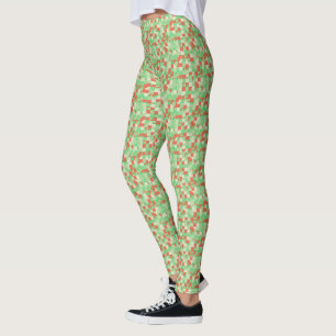 Leggings Camo carré vert orange et très clair jaune