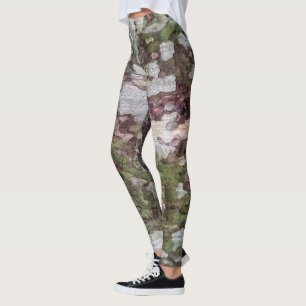 Leggings Camo d'écorce camouflée verte et brune