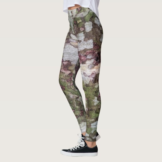Leggings Camo d'écorce camouflée verte et brune (Gauche)