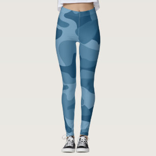 Leggings Camo Monocolore Bleu Acier