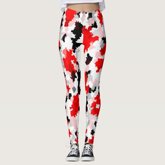 Leggings Camo noir rouge noir noir Conception abstraite (Devant)