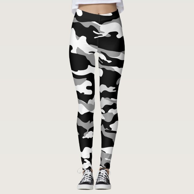 Leggings Camouflage blanc et noir (Devant)
