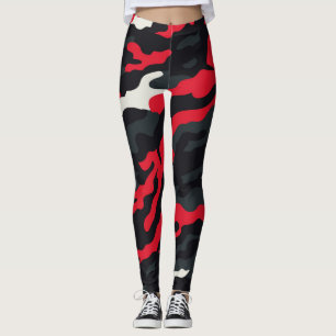 Leggings Camouflage blanc gris rouge Motif Camo
