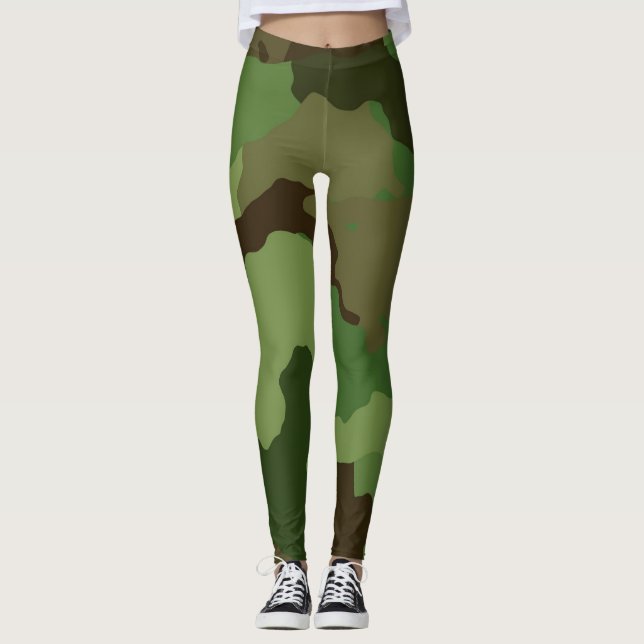 Leggings Camouflage boisé amusant avec des agrandissements (Devant)