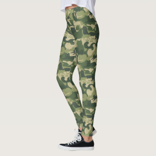 Leggings Camouflage Chats Motif Armée Green Kitty Cats Camo
