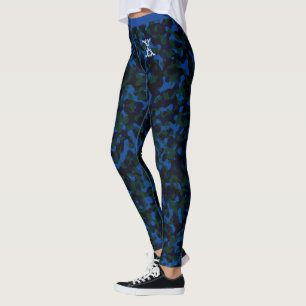 Leggings Camouflage chic bleu-vert Motif Monogramme personn
