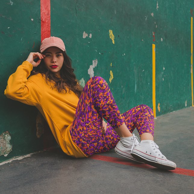 Leggings Camouflage d'automne de Magenta Orange (Créateur téléchargé)