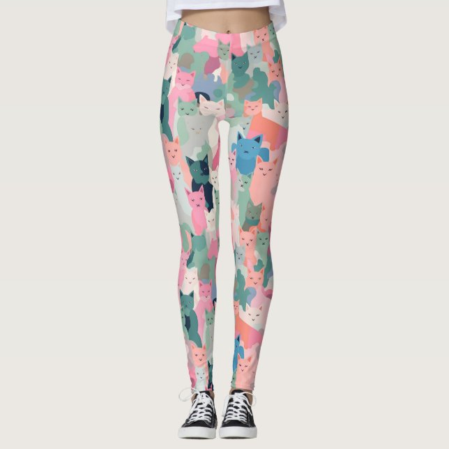 Leggings Camouflage de chat Pastel Colours (Devant)