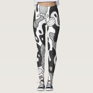 Leggings Camouflage de Doodle Abstrait style noir