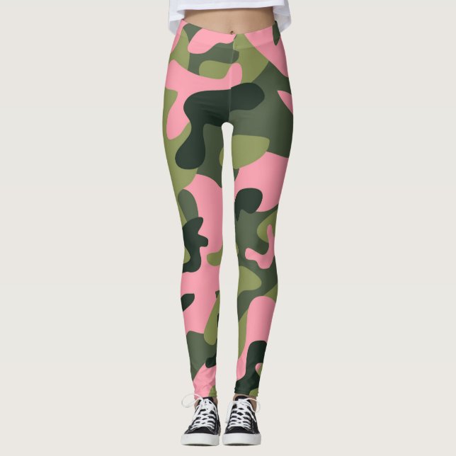Leggings Camouflage de l'armée verte et rose (Devant)