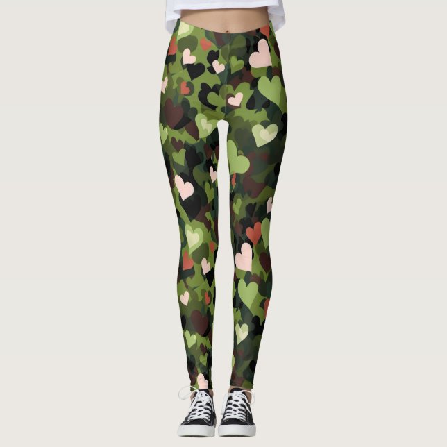 Leggings Camouflage du coeur vert (Devant)