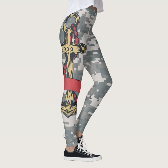 Leggings Camouflage gris, avec design graphique d'ancrage 0 (Droite)