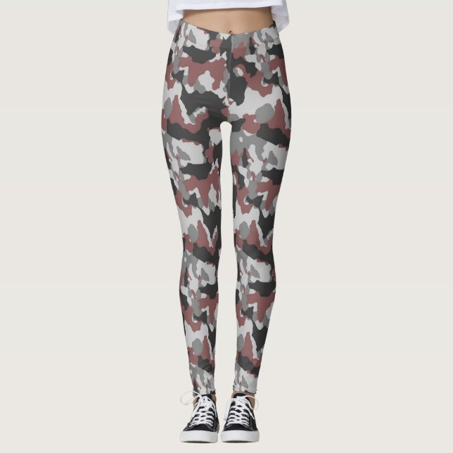 Leggings Camouflage gris Brown Jambes des femmes (Devant)