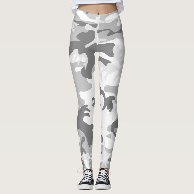 Leggings Camouflage gris neige d'hiver, Militaire, Armée (Devant)