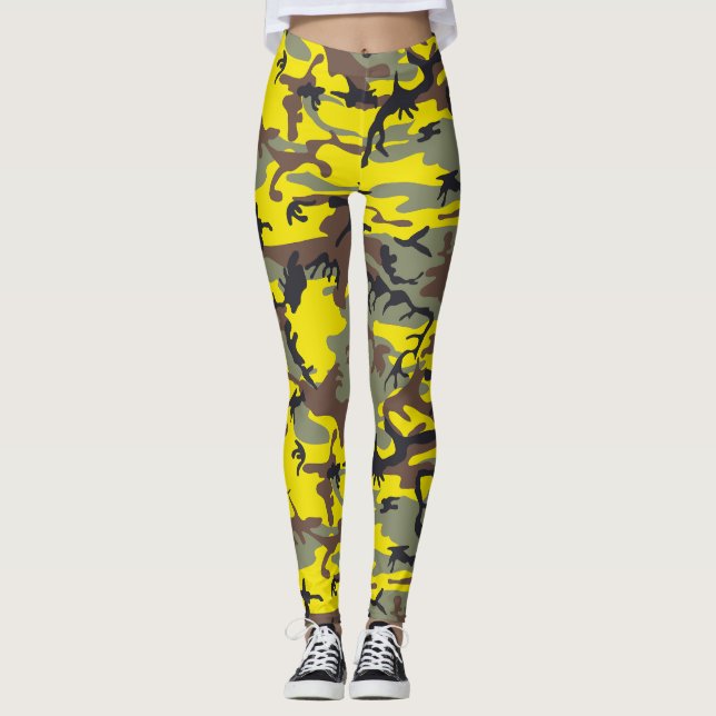 Leggings Camouflage jaune et marron, Militaire, Armée (Devant)