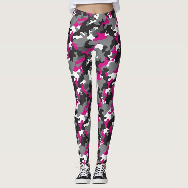 Leggings camouflage magenta (Devant)