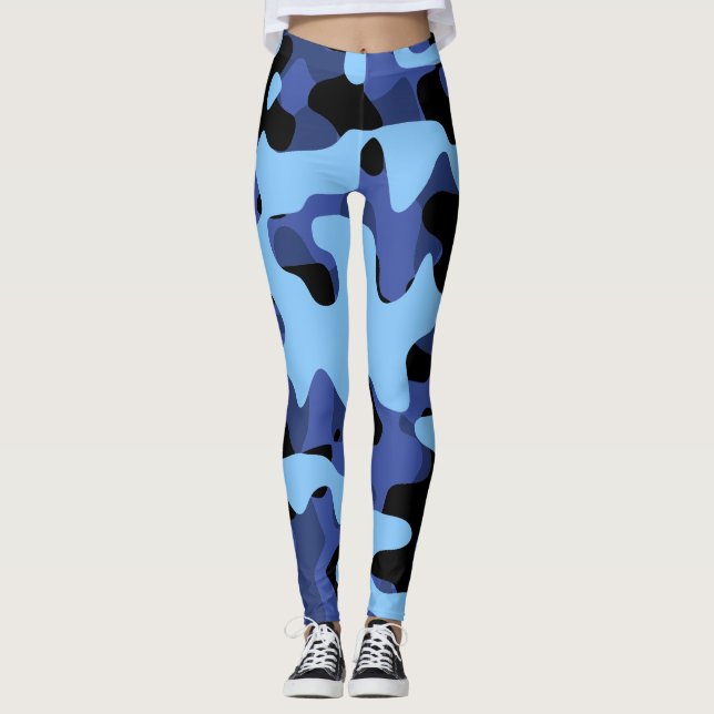 Leggings Camouflage militaire bleu (Devant)