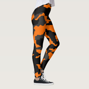 Leggings Camouflage noir orange Motif Camo