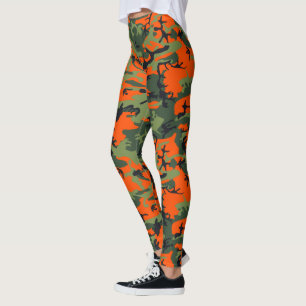 Leggings Camouflage orange, vert, noir de Camo