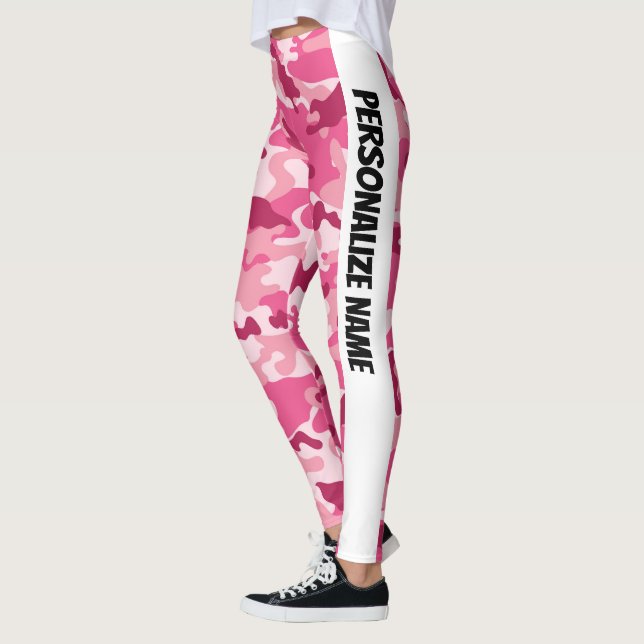Leggings Camouflage rose doux PERSONNALISER (Gauche)
