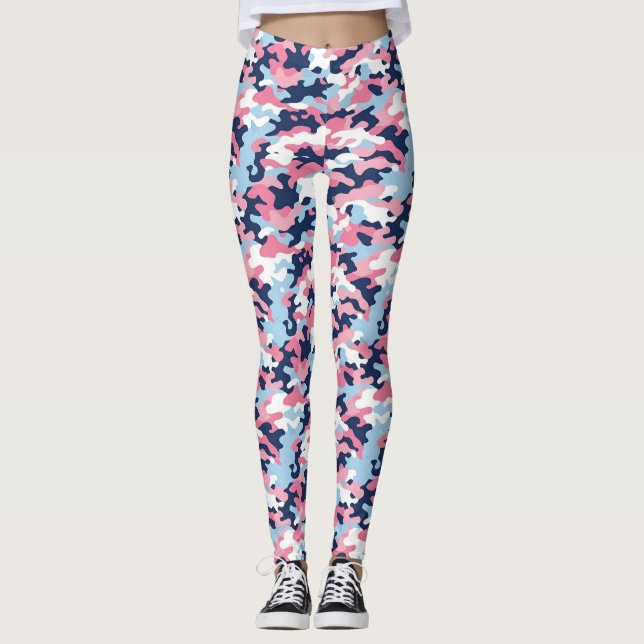Leggings camouflage rose et bleu (Devant)