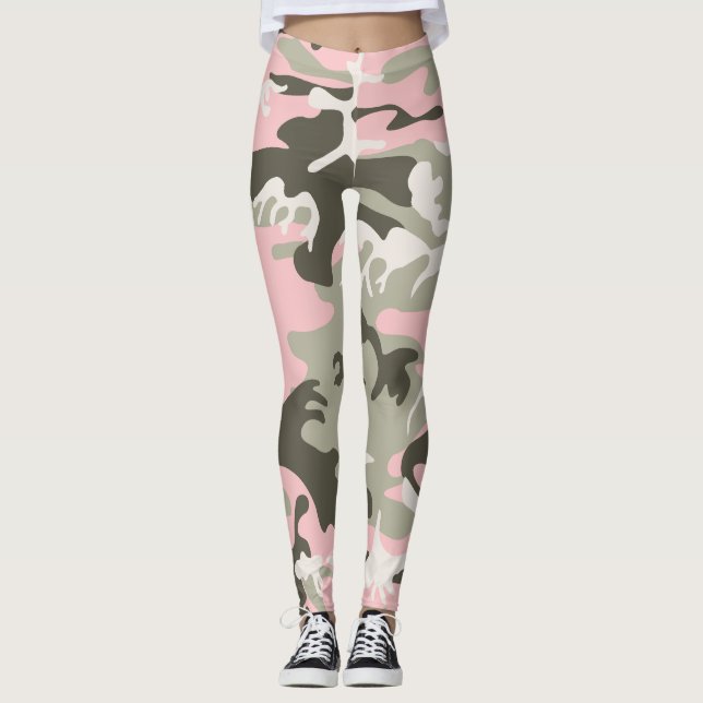 Leggings Camouflage rose et vert, Militaire, Armée (Devant)