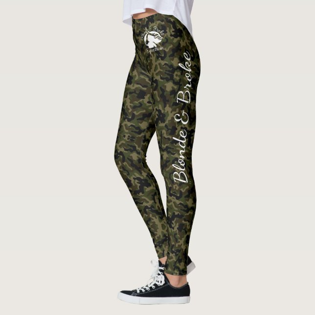 Leggings camouflage vert avec logo blanc B&BE (Gauche)