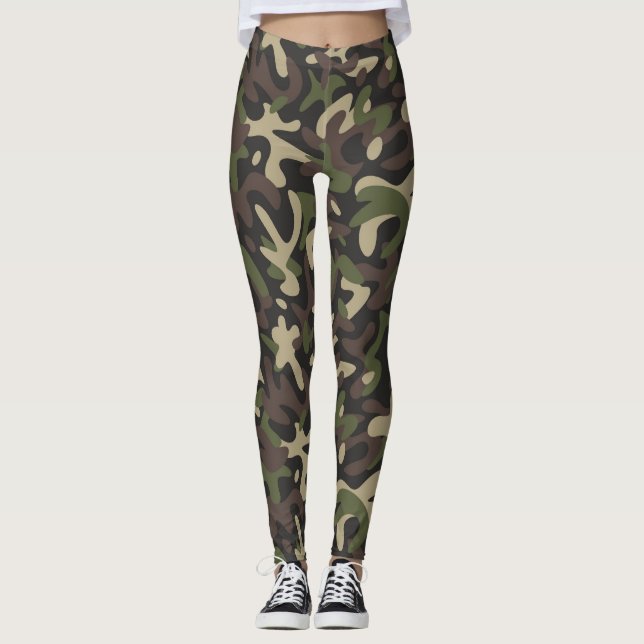 Leggings Camouflage vert/Brown Jambes des femmes (Devant)