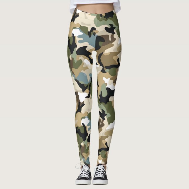 Leggings Camouflage vert foncé (Devant)