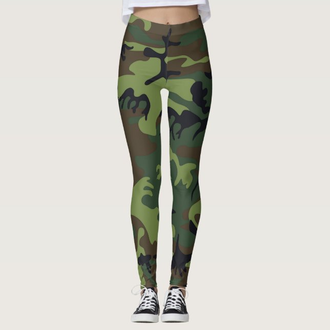 Leggings camouflage vert militaire pour femmes (Devant)