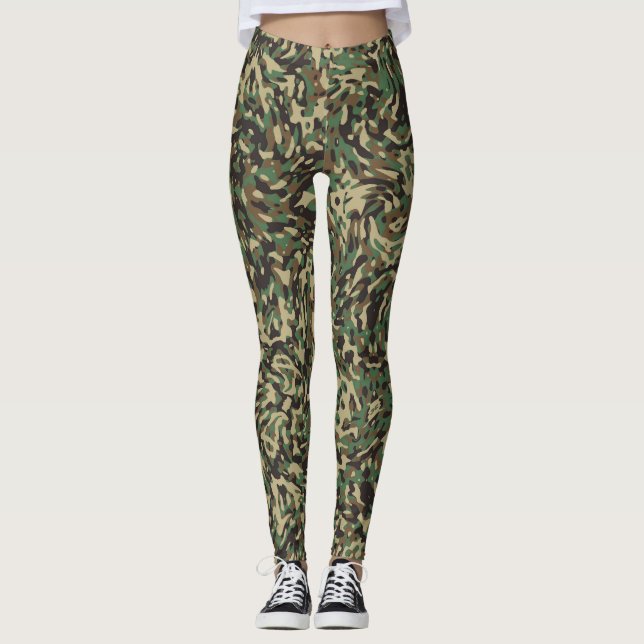 Leggings Camouflage Vert Tendance  (Devant)