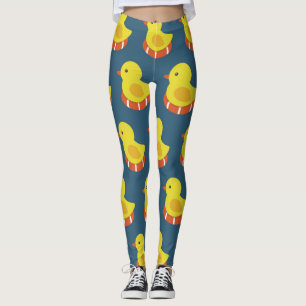 Leggings Canard en caoutchouc jaune, mignon, motif sans sou