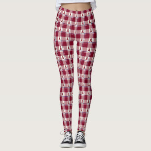 Leggings Cancer de la tête et du cou Plaid Bourgogne