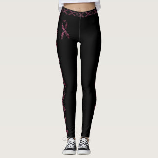 Leggings Cancer du sein Pink Ribbon Love Faith Cure Black
