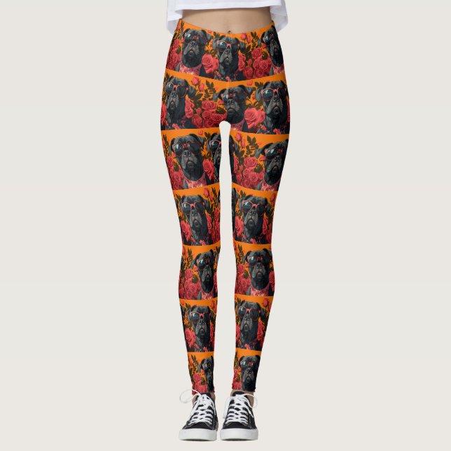 Leggings Cane Corso avec coeur Roses Saint-Valentin (Devant)