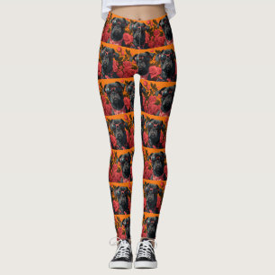 Leggings Cane Corso avec des roses de cœur pour la Saint-Va