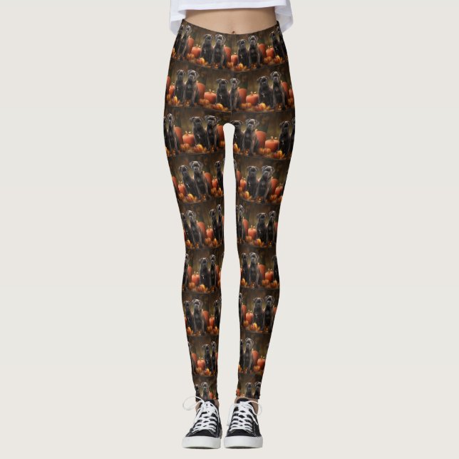 Leggings Cane Corso Chiot Automne Citrouille de plaisir (Devant)
