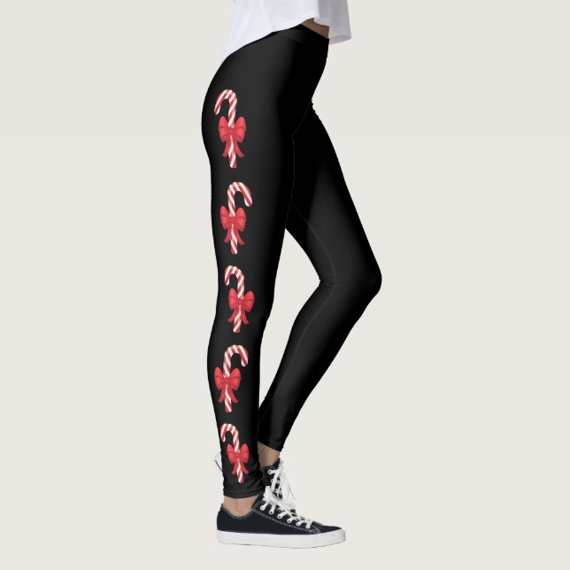 Leggings Canneberges festives sur fond noir (Droite)