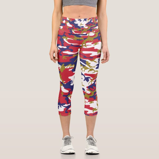 Leggings Capri 4th of July, Independence day, Camouflage Gold (Recto)