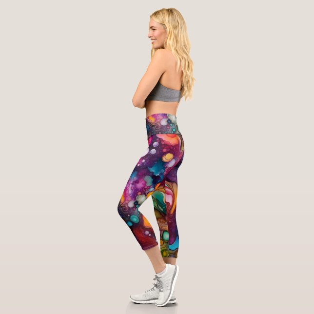 Leggings Capri 60s Retro Tye Die les années 70 Hippy (Gauche)