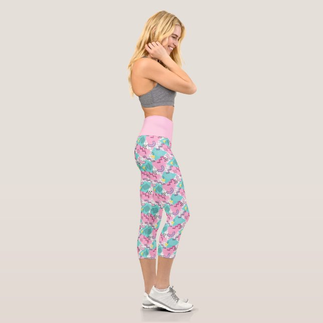 Leggings Capri 80's Memphis Active rose Turquoise (Droite)