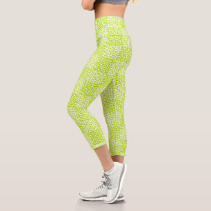 Leggings Capri à damiers Amour en Lime Vert et Blanc
