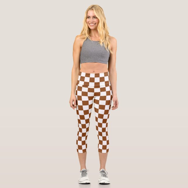 Leggings Capri à damiers Brown et blanc (Recto)
